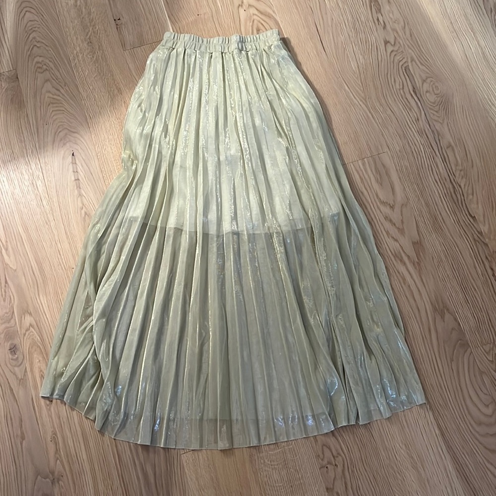 Shimmery pleated maxi skirt